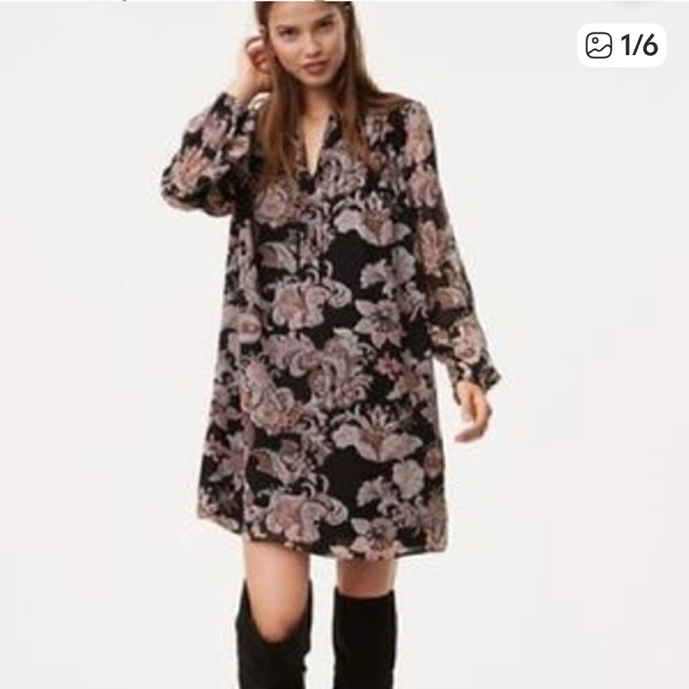 LOFT Floral Chiffon Mini Dress